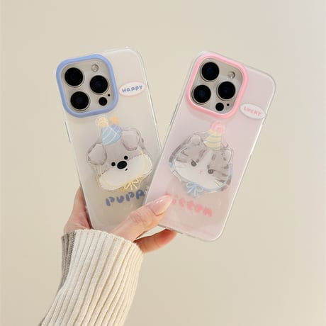 【お取り寄せ商品】iPhoneケース スマホケース iPhone15 iPhone14 癒し系 犬 猫 ハンドグリップ L8970