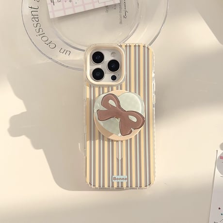 【お取り寄せ商品】iPhoneケース スマホケース iPhone16 iPhone15 iPhone14 ストライプ リボン magsafe おしゃれ M7058