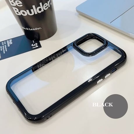 【お取り寄せ商品】iPhoneケース スマホケース iPhone15 iPhone14 カラーフレーム クリームカラー くすみカラー 透明 シンプル ニュアンス オシャレ かわいい 韓国 L7403