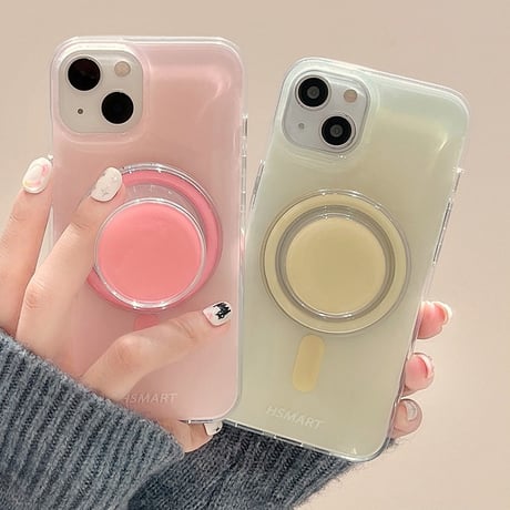 【お取り寄せ商品】iPhoneケース スマホケース iPhone15 iPhone14 マグネット グリップ付き Magsafe ワイヤレス充電 パステルカラー シンプル かわいい 韓国 L7915