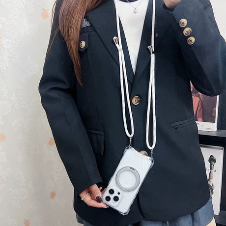 【お取り寄せ商品】iPhoneケース スマホケース iPhone16 iPhone15 iPhone14 シンプル 可愛い 韓国 ストラップ付き MagSafe L9363