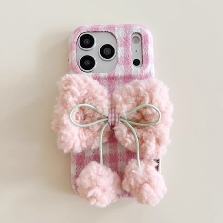 【お取り寄せ商品】iPhoneケース スマホケース iPhone17 iPhone16 iPhone15 iPhone14 冬 もこもこ リボン 可愛い 韓国 M7127