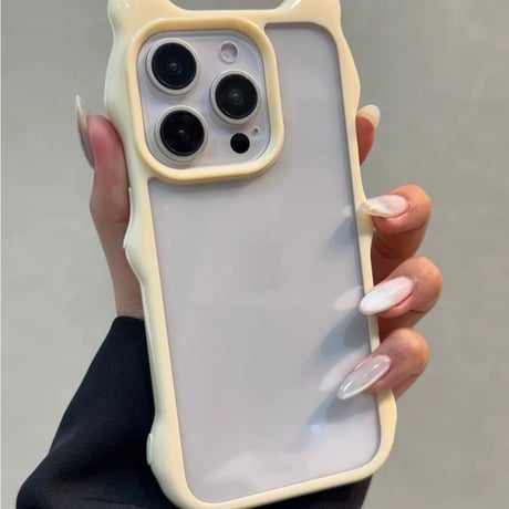 【お取り寄せ商品】iPhoneケース スマホケース iPhone16 iPhone15 iPhone14 可愛い 猫耳 ウェーブ クリア シンプル L9481