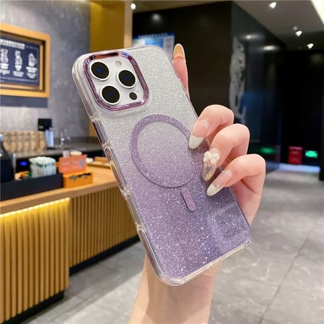 【お取り寄せ商品】iPhoneケース スマホケース iPhone16 iPhone15 iPhone14 韓国 グラデーション ラメ MagSafe メタリック シンプル L9829