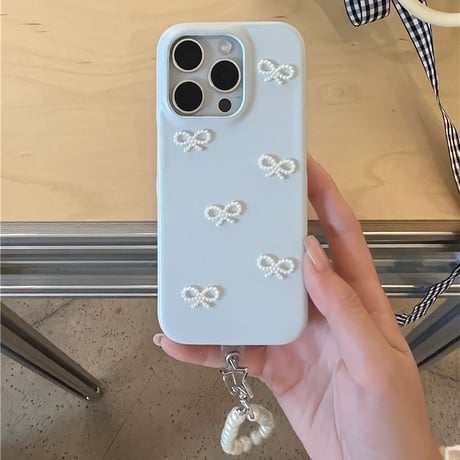 【お取り寄せ商品】iPhoneケース スマホケース iPhone15 iPhone14 パール リボン パール ストラップ L8362
