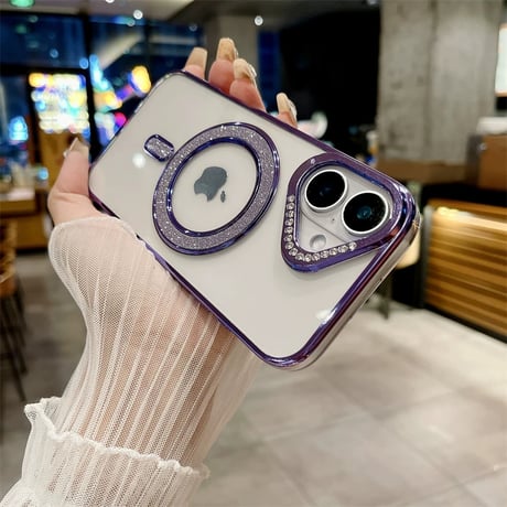 【お取り寄せ商品】iPhoneケース スマホケース iPhone16 iPhone15 シンプル ストーン magsafe キラキラ M7028