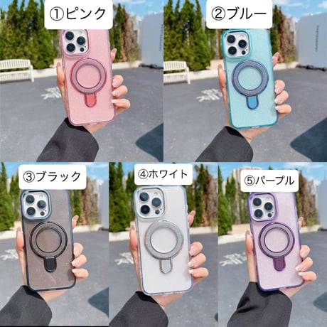 【お取り寄せ商品】iPhoneケース スマホケース iPhone16 iPhone15 iPhone14 キラキラ クリアカラー グリップ MagSafe L9817
