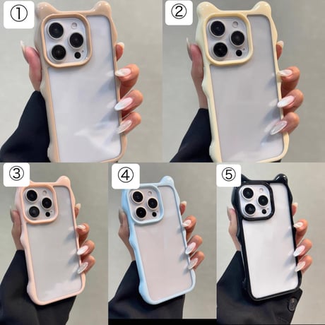【お取り寄せ商品】iPhoneケース スマホケース iPhone16 iPhone15 iPhone14 可愛い 猫耳 ウェーブ クリア シンプル L9481