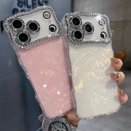 【お取り寄せ商品】iPhoneケース スマホケース iPhone17 iPhone16 iPhone15 シェル ストーン キラキラ ウェーブ M7104