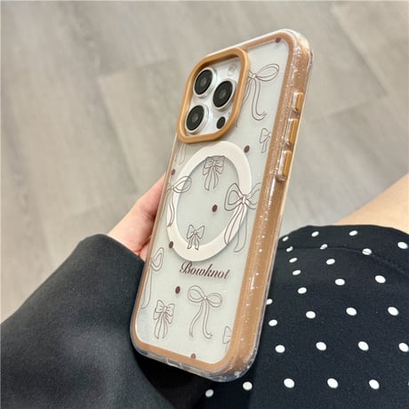 【お取り寄せ商品】iPhoneケース スマホケース iPhone16 iPhone15 iPhone14 かわいい キュート リボン クリア MagSafe L9258