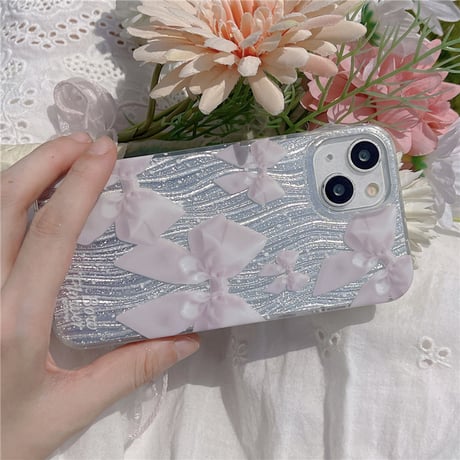 【お取り寄せ商品】iPhoneケース スマホケース iPhone16 iPhone15 iPhone14 かわいい キラキラ リボン L9197