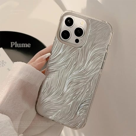 【お取り寄せ商品】iPhoneケース スマホケース iPhone15 iPhone14 シルバー フェザー L8326