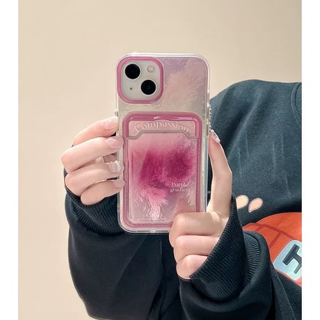 【お取り寄せ商品】iPhoneケース スマホケース iPhone15 iPhone14 ピンク グラデーション カード入れ L8926