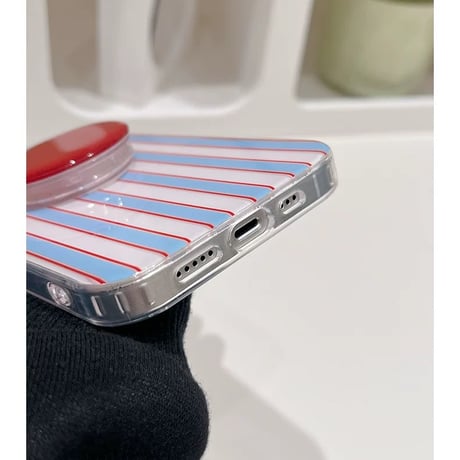 【お取り寄せ商品】iPhoneケース スマホケース iPhone15 iPhone14 かわいい ストライプ ハンドグリップ L8967