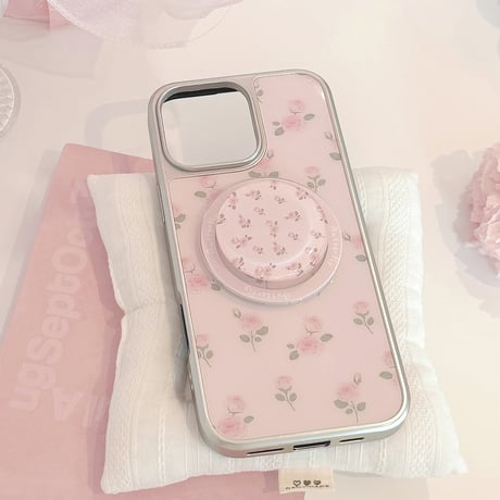 【お取り寄せ商品】iPhoneケース スマホケース iPhone16 iPhone15 iPhone14 韓国 MagSafe 薔薇 花柄 ピンク L9807