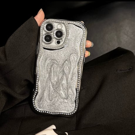 【お取り寄せ商品】iPhoneケース スマホケース iPhone16 iPhone15 iPhone14 大人可愛い シルバー グリッター キラキラ L9311