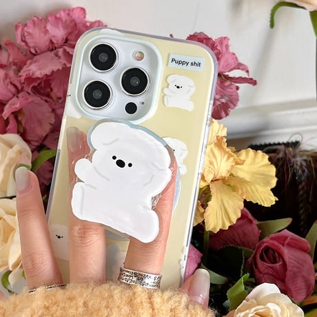 【お取り寄せ商品】iPhoneケース スマホケース iPhone15 iPhone14 Magsafe 磁気 マグネット グリップ付き スタンド イヌ 犬 かわいい 韓国 L7648