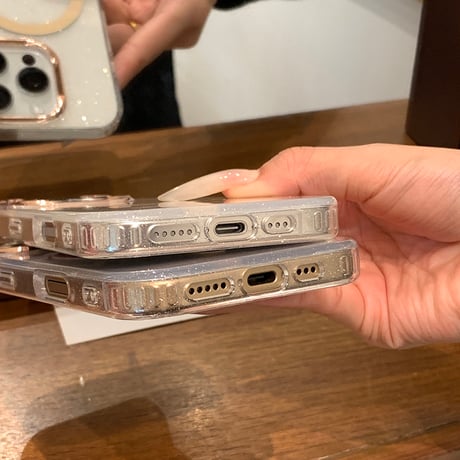 【お取り寄せ商品】iPhoneケース スマホケース iPhone16 iPhone15 iPhone14 シンプル 可愛い クリア ラメ MagSafe L9343