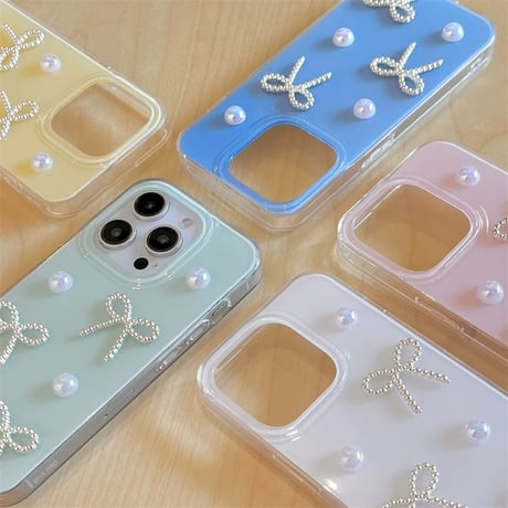 【お取り寄せ商品】iPhoneケース スマホケース iPhone16 iPhone15 iPhone14 可愛い おしゃれ パステル パール リボン L9525