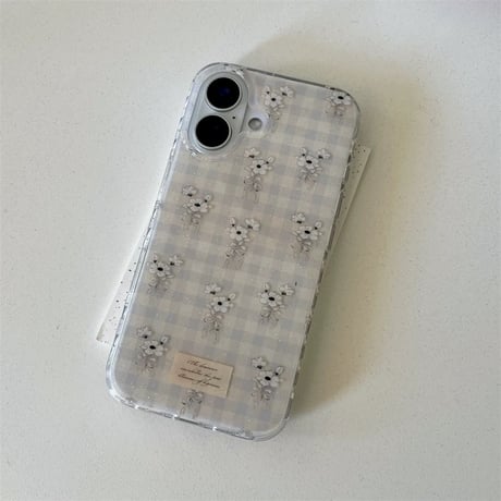 【お取り寄せ商品】iPhoneケース スマホケース iPhone16 iPhone15 iPhone14 大人可愛い チェック モノトーン 春 花柄 L9412