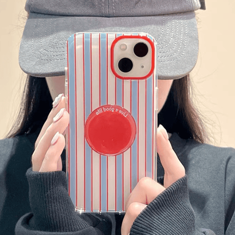 【お取り寄せ商品】iPhoneケース スマホケース iPhone15 iPhone14 かわいい ストライプ ハンドグリップ L8967