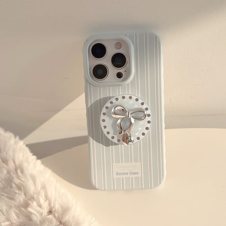 【お取り寄せ商品】iPhoneケース スマホケース iPhone17 iPhone16 iPhone15 リボン グリップ付き くすみカラー 可愛い M7073