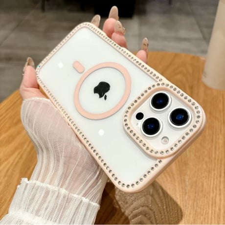 【お取り寄せ商品】iPhoneケース スマホケース iPhone16 iPhone15 iPhone14 大人可愛い シンプル ストーン 推し活 MagSafe L9441