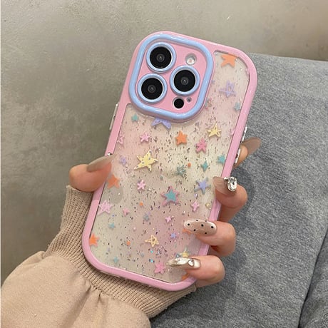 【お取り寄せ商品】iPhoneケース スマホケース iPhone16 iPhone15 iPhone14 かわいい キュート おしゃれ ラメ 星柄 L9327