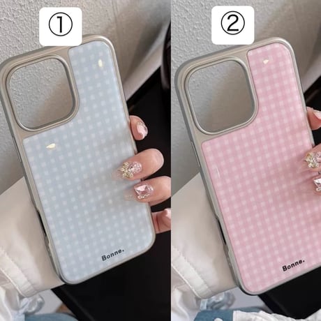 【お取り寄せ商品】iPhoneケース スマホケース iPhone16 iPhone15 iPhone14 シンプル 可愛い くすみカラー チェック柄 L9558