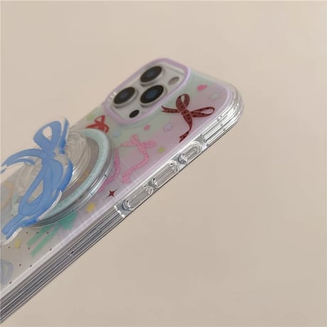 【お取り寄せ商品】iPhoneケース スマホケース iPhone16 iPhone15 流行り 韓国 マグセーフ 可愛い カラフル リボン MagSafe L9582