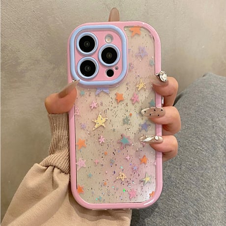 【お取り寄せ商品】iPhoneケース スマホケース iPhone16 iPhone15 iPhone14 かわいい キュート おしゃれ ラメ 星柄 L9327