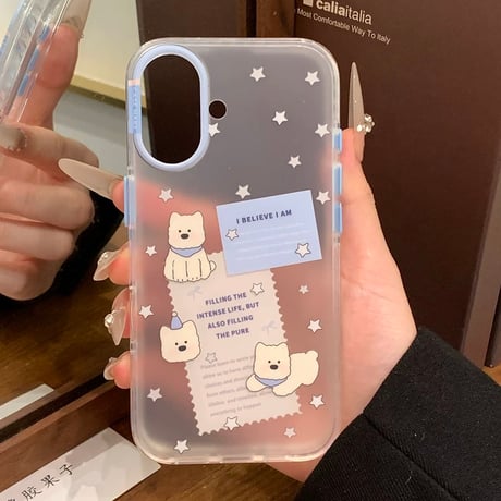 【お取り寄せ商品】iPhoneケース スマホケース iPhone17 iPhone16 iPhone15 韓国キャラ 可愛い 犬 ブルー  M7138