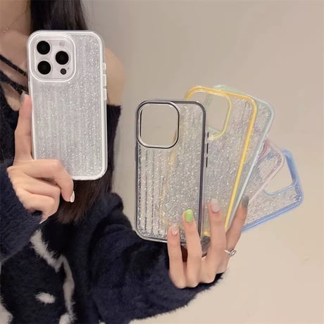 【お取り寄せ商品】iPhoneケース スマホケース iPhone16 iPhone15 グリッター ラメ シンプル ストライプ L9828