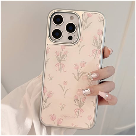 【お取り寄せ商品】iPhoneケース スマホケース iPhone16 iPhone15 iPhone14 花柄 チューリップ 大人可愛い くすみカラー L9583