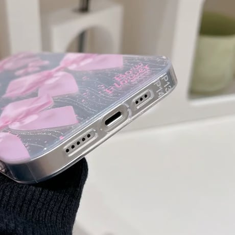 【お取り寄せ商品】iPhoneケース スマホケース iPhone15 iPhone14 ガーリー キラキラ リボン L8942