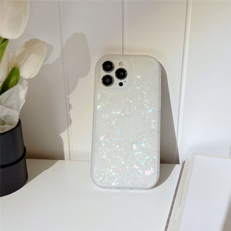 【お取り寄せ商品】iPhone ケース iPhone15 iPhone16 シェルパターン ホワイト系 シンプル きれいめ スマホケース L7174