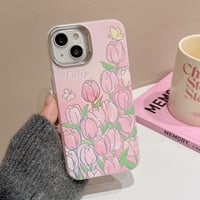 【お取り寄せ商品】iPhoneケース スマホケース iPhone15 iPhone14 グラデーション チューリップ お花 フラワー ピンク レトロ かわいい 韓国 L7720
