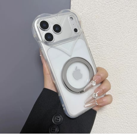 【お取り寄せ商品】iPhoneケース スマホケース iPhone17 iPhone16 iPhone15 magsafe スタンド シンプル 推し活 クリア ハート M7193