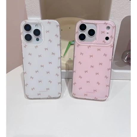 【お取り寄せ商品】iPhoneケース スマホケース iPhone17 iPhone16 iPhone15 リボン 可愛い 韓国 ホワイト ピンク M7116