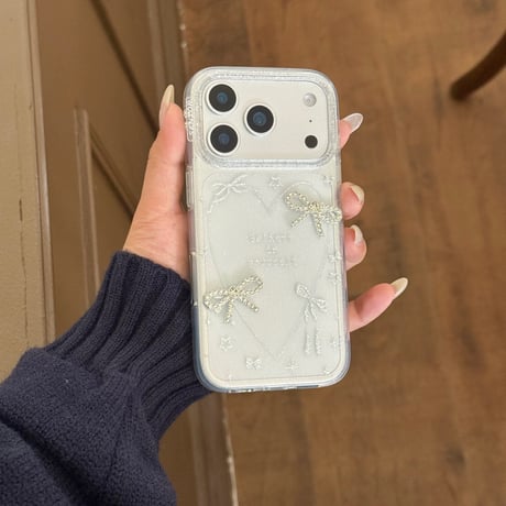 【お取り寄せ商品】iPhoneケース スマホケース iPhone17 iPhone16 iPhone15 リボンストーン ラメ 韓国 クリア M7134