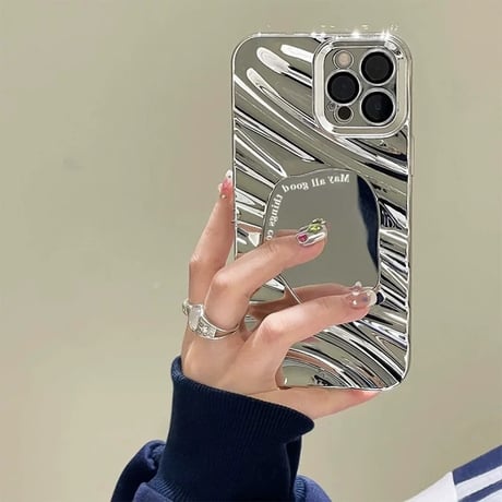 【お取り寄せ商品】iPhoneケース スマホケース iPhone15 iPhone14 ウェーブ ミラー L8356