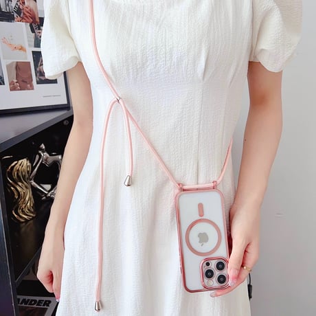【お取り寄せ商品】iPhoneケース スマホケース iPhone16 iPhone15 iPhone14 シンプル 可愛い 韓国 ショルダーストラップ MagSafe L9362