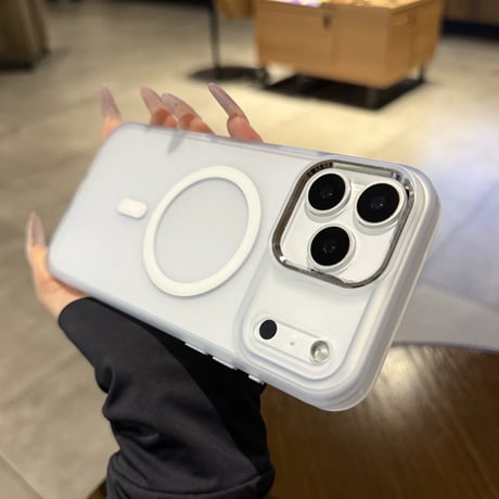 【お取り寄せ商品】iPhoneケース スマホケース iPhone17 iPhone16 iPhone15  magsafe シンプル メタリック ハーフクリア M7081