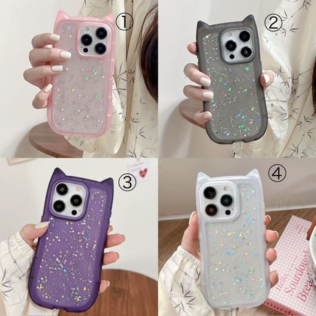 【お取り寄せ商品】iPhoneケース スマホケース iPhone15 iPhone14 猫耳 キラキラ L8247