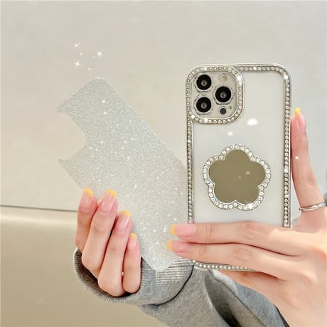 【お取り寄せ商品】iPhoneケース スマホケース iPhone15 iPhone14 ディジー キラキラ ハンドグリップ ミラー L8043