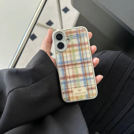 【お取り寄せ商品】iPhoneケース スマホケース iPhone17 iPhone16 iPhone15 大人可愛い チェック 秋冬 メタリック M8090
