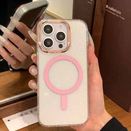 【お取り寄せ商品】iPhoneケース スマホケース iPhone16 iPhone15 iPhone14 シンプル 可愛い クリア ラメ MagSafe L9343