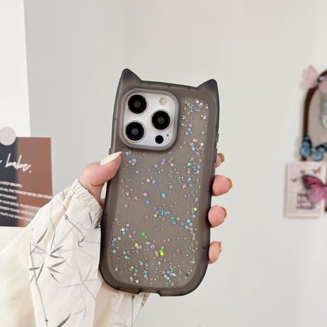 【お取り寄せ商品】iPhoneケース スマホケース iPhone15 iPhone14 猫耳 キラキラ L8247