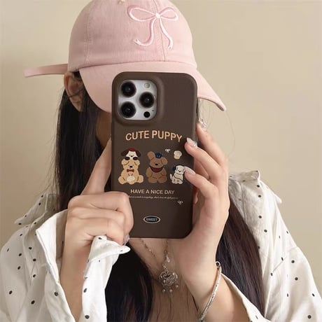 【お取り寄せ商品】iPhoneケース スマホケース iPhone16 iPhone15 iPhone14 キュート ブラウン キャラクター L9171