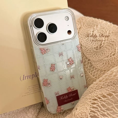 【お取り寄せ商品】iPhoneケース スマホケース iPhone17 iPhone16 iPhone15 韓国 可愛い くま チェック M7171